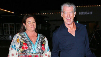 Photo of Pierce Brosnan and wife Keely Shaye Smith in happy spirits as they step out to dinner in Malibu